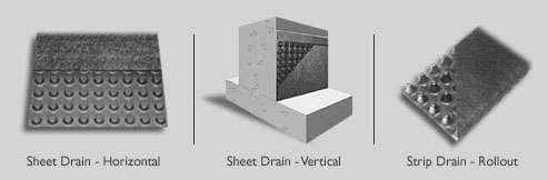 Photo of different drainage applications for the j-drain products